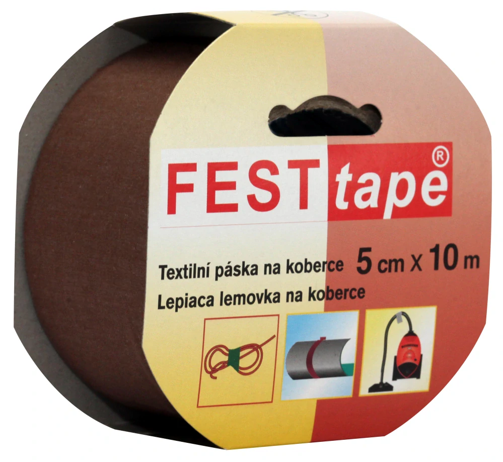 Textilní páska FEST na koberce 50 mm x 10 m hnědá