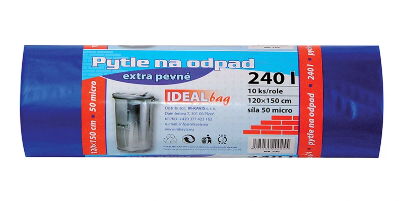 Velkoobjemový pytel - EXTRA PEVNÝ - 240l/10ks, 120x150cm, 50 micro
