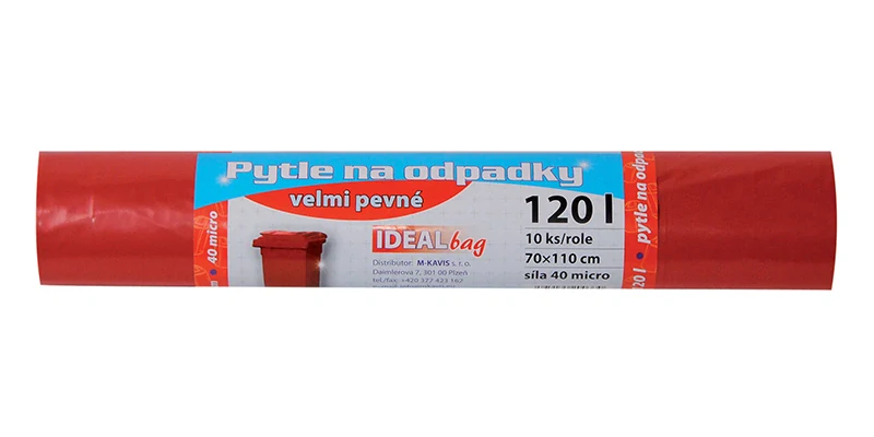 Velkoobjemový pytel - BAREVNÝ - 120l/10ks, 70x110cm, 40 micro, ČERVENÉ